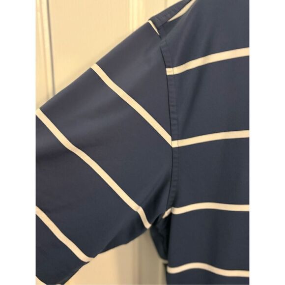 Peter Millar Navy Blue Summer Comfort Striped Golf Polo Shirt. Size Large - Picture 4 of 6